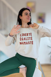 omlala yoga sweater liberte egalite namaste